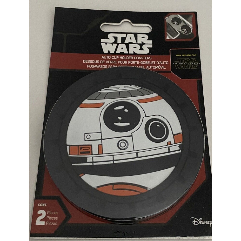Disney Star Wars BB-8 Auto Cup Holder Coasters - 2PC Set NEW